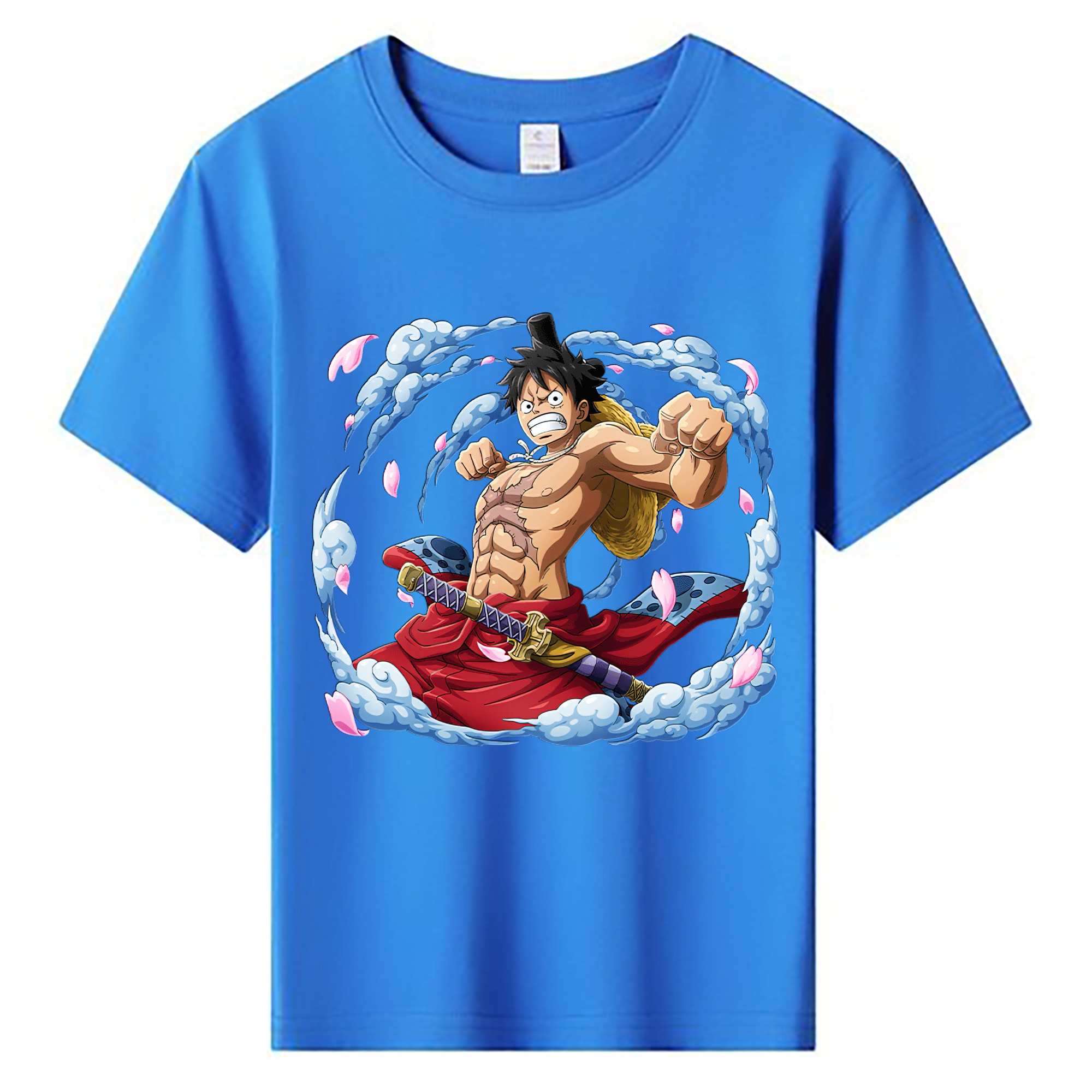 ワンピース モンキー・D・ルフィ ONE PIECE Monkey D. Luffy 綿100％キッズTシャツ（フロントプリント）